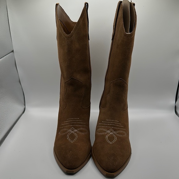 Guess Sz 10 Odilia‎ Ankle Boot Suede Brown Heeled Boots Cowgirl Western NEW - Picture 5 of 11